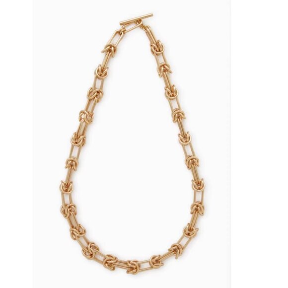 NWT COS Knotted T-Bar Chain Necklace Gold - Picture 3 of 6